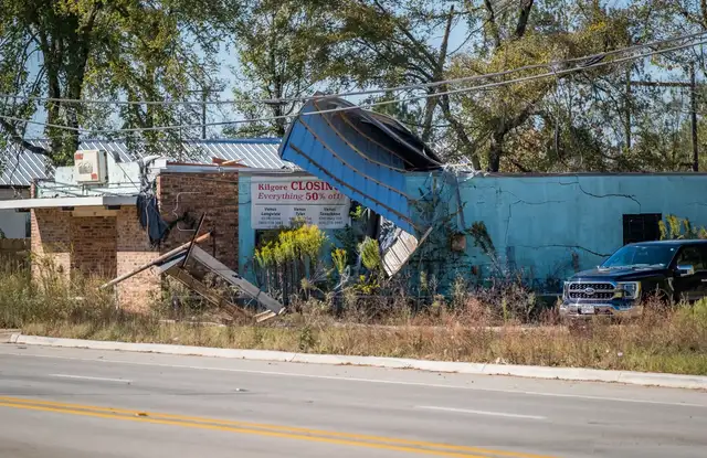 Tornado damage in Kilgore, TX